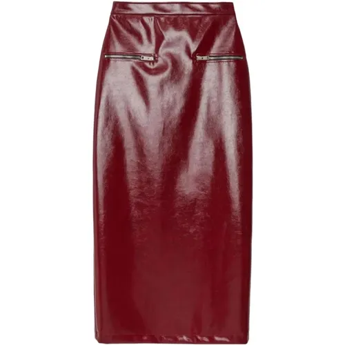 Roter Kunstleder Hoher Bund Rock , Damen, Größe: 2XS - MSGM - Modalova