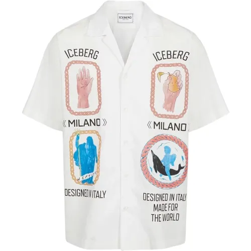 Shirt mit Logo und Rom-Prints , Herren, Größe: L - Iceberg - Modalova