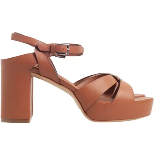 Leather Sandal with Wide Heel , female, Sizes: 6 UK, 4 UK, 7 UK, 4 1/2 UK, 3 UK - DEL Carlo - Modalova