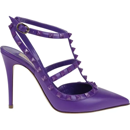 Electric Violet Rockstud High Heel Sandals , female, Sizes: 3 UK, 3 1/2 UK - Valentino Garavani - Modalova