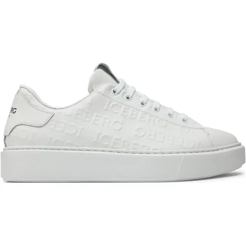 Weiße Leder Sneakers Regular Fit , Herren, Größe: 42 EU - Iceberg - Modalova