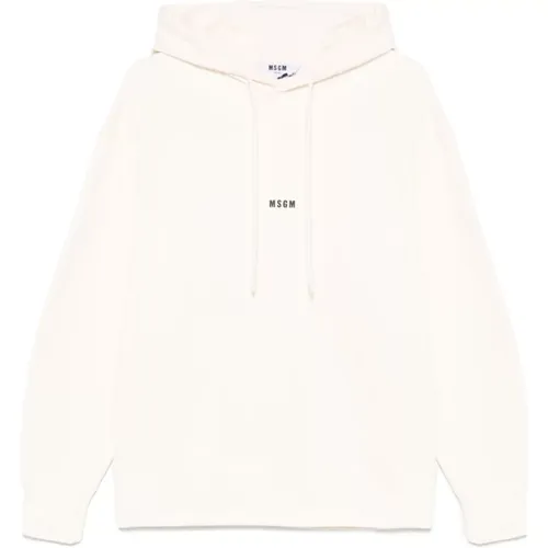 Hoodies, male, , Size: L Men's Bianco Sweatshirt Ss25 - Msgm - Modalova