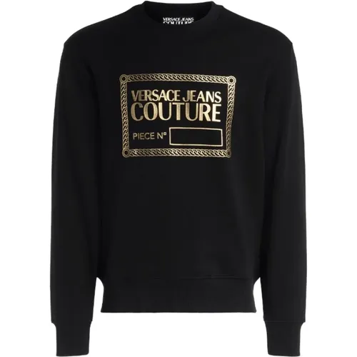 Sweatshirts, male, , Size: S and Gold Logo Sweatshirt - Versace Jeans Couture - Modalova