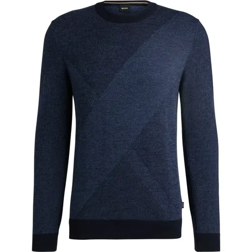 Jacquard-Strickpullover , Herren, Größe: L - Boss Black - Modalova