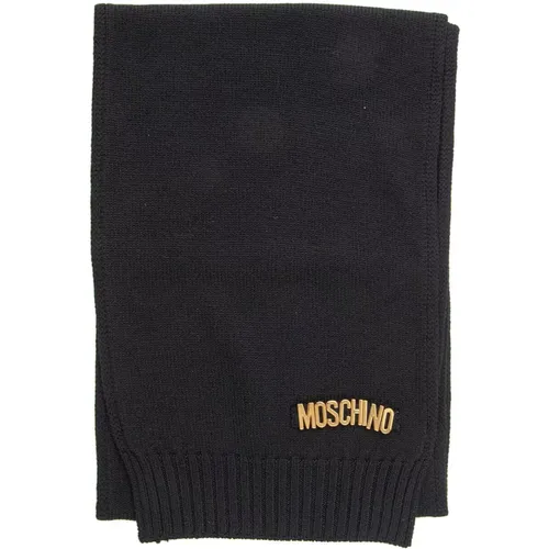 Winter Scarves, female, , Size: ONE SIZE Wool Scarf with Lettering Logo - Moschino - Modalova