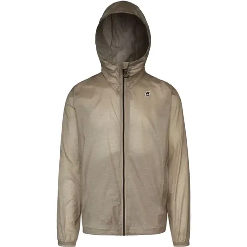 Kurze Herrenjacke Cleon Nylon Ripstop - Beige Taupe , Herren, Größe: L - K-way - Modalova