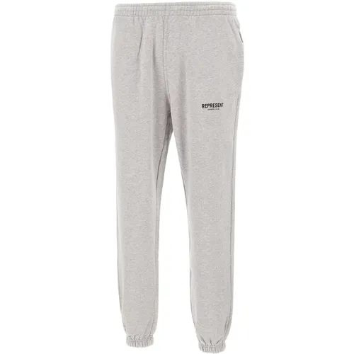 Sweatpants, male, , Size: M Grey Cotton Jogger with Elasticized Waist - Represent - Modalova