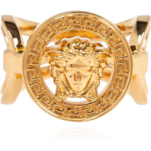 Rings, female, , Size: 50 MM Ring with logo - Versace - Modalova