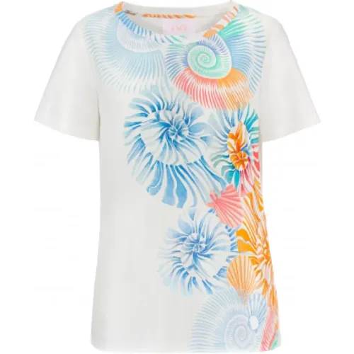 Leichtes Sommer-T-Shirt mit farbenfrohem Placement-Druck , Damen, Größe: L - IVI - Modalova