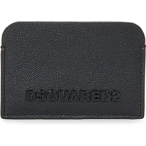 Wallets & Cardholders, male, , Size: ONE SIZE Leather Wallet with Metal Logo - Dsquared2 - Modalova