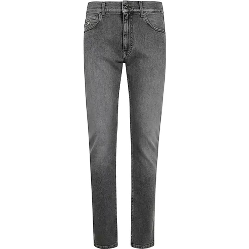 Schwarze Denim Waschstein Graue Hose , Herren, Größe: W32 - Versace - Modalova