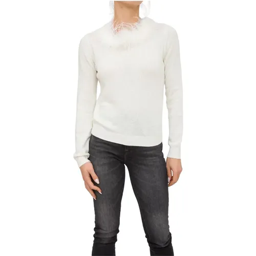 Round-neck Knitwear, female, , Size: XS Boatneck Top with Feathers - Twinset - Modalova