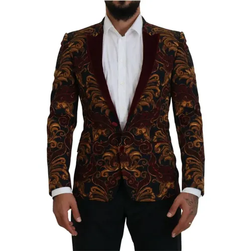 Blazers, male, , Size: S Elegant Blazer Wool Blend - Dolce & Gabbana - Modalova