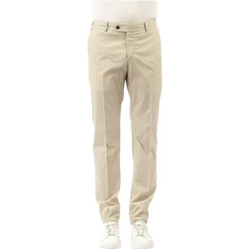 Chinos, male, , Size: XL Cream Cotton Seersucker Trousers - PT Torino - Modalova