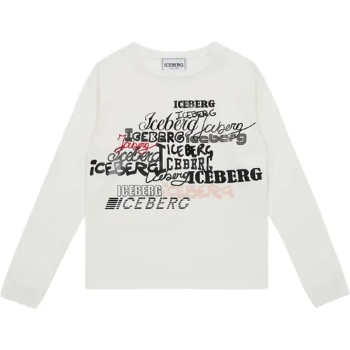 Kids - crew-neck sweatshirt with logos on the chest - Iceberg - Modalova