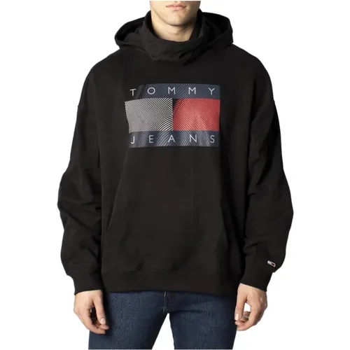 Hoodies, male, , Size: L Mens Print Hooded Sweatshirt - Tommy Jeans - Modalova