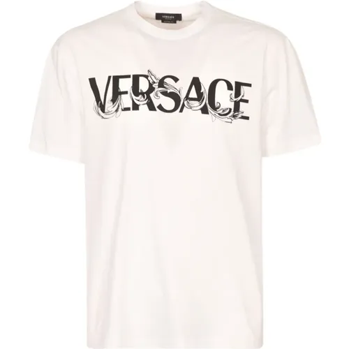 Mens Logo Print T-Shirt , male, Sizes: L, M, 2XL - Versace - Modalova