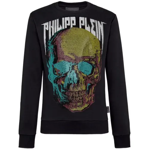 Sweatshirts, male, , Size: XL LS Skull Sweatshirt with Signature Design - Philipp Plein - Modalova