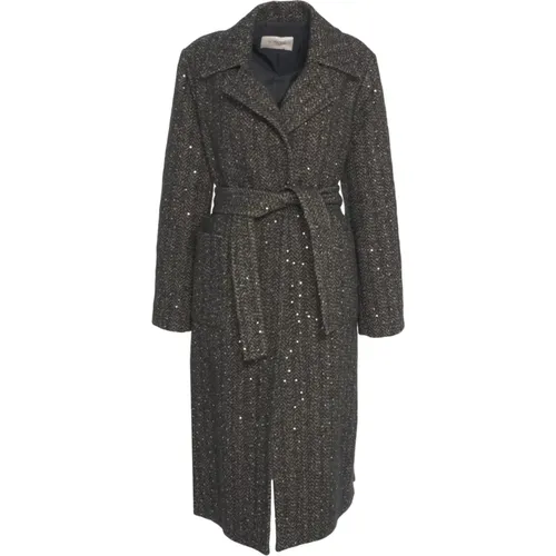 Belted Coats, female, , Size: M Coat with Sequins - Kaos - Modalova