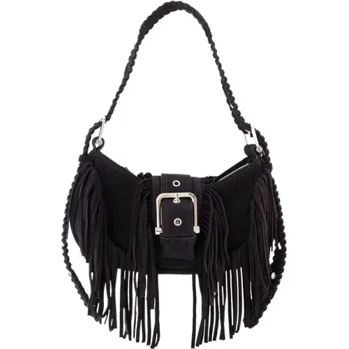 Leather Hobo Bag with Fringe , female, Sizes: ONE SIZE - Osoi - Modalova