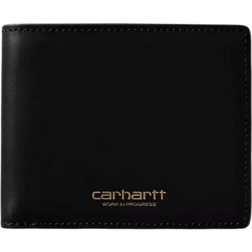 Wallets & Cardholders, female, , Size: ONE SIZE Vegas Billfold Leather Wallet Gold - Carhartt WIP - Modalova