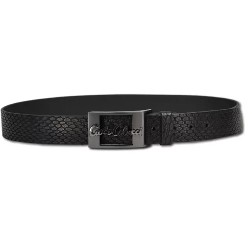 Genuine Leather Belt with Reptile Embossing Celi , male, Sizes: 115 CM, 105 CM, 100 CM, 95 CM, 110 CM, 90 CM - carlo colucci - Modalova