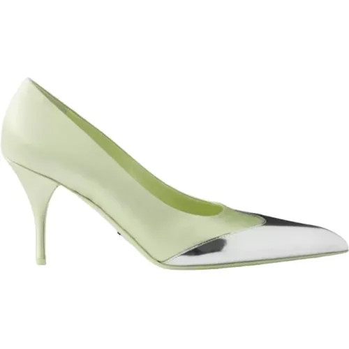 Pumps, female, , Size: 5 1/2 US Satin Metallic Leather Pumps - Prada - Modalova