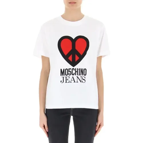 Round Neck Printed T-Shirt , female, Sizes: S, M, XS - Moschino - Modalova