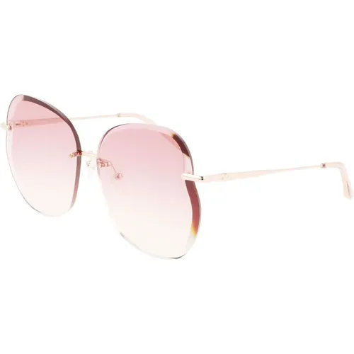 Sunglasses, female, , Size: ONE SIZE Rose Gold Metal Sunglasses Gradient Pink - Longchamp - Modalova