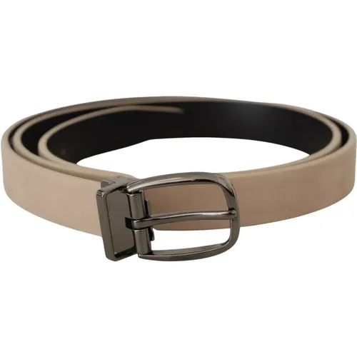 Belts, male, , Size: 90 CM Vitello Logo Metal Buckle Belt - Dolce & Gabbana - Modalova