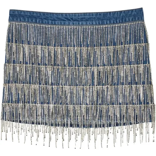 Short Skirts, female, , Size: XL Fringed Denim Skirt - Munthe - Modalova