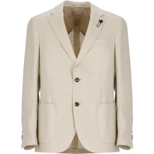 Blazers, male, , Size: L Cashmere Silk Jacket Peak Lapel - Lardini - Modalova