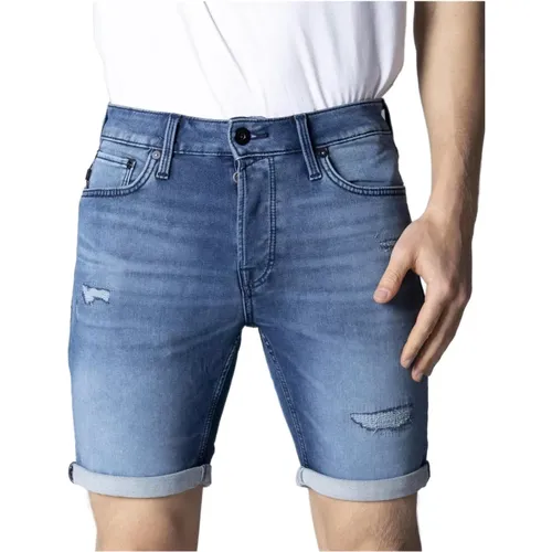 Denim Shorts, male, , Size: S Cotton Blend Zip Shorts - jack & jones - Modalova