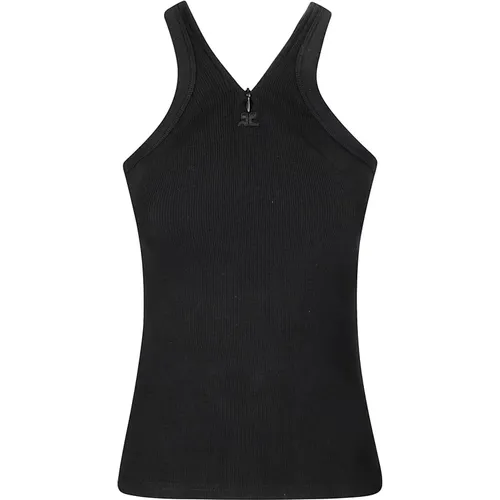 Rib Tank Top mit überkreuzten Trägern , Damen, Größe: M - Courrèges - Modalova