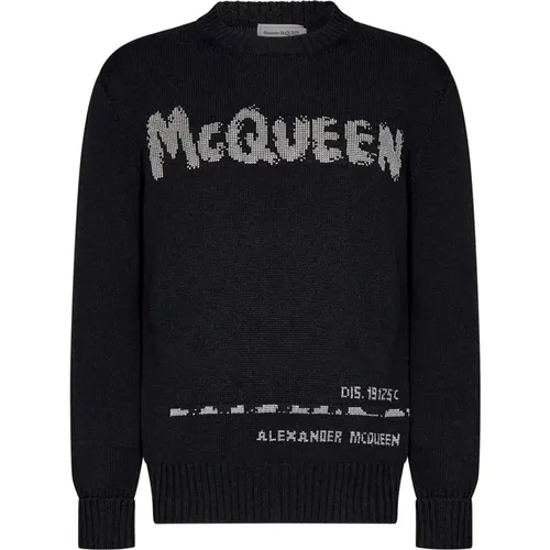 Sweatshirts, male, , Size: M Sweater with Gray Logo - alexander mcqueen - Modalova