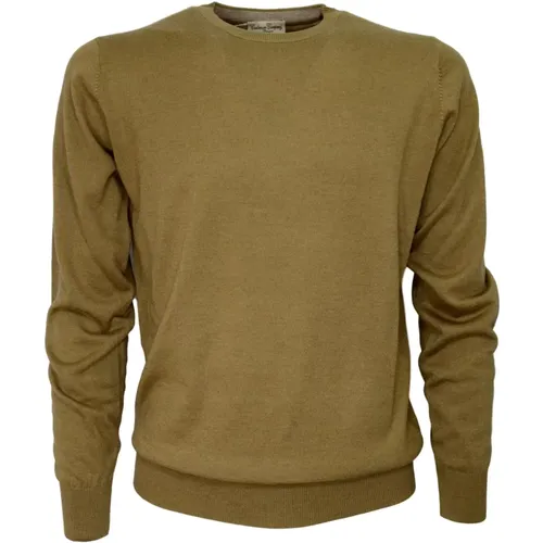 Sweatshirts, male, , Size: 4XL Beige Crew Neck Sweater 1535 - Cashmere Company - Modalova