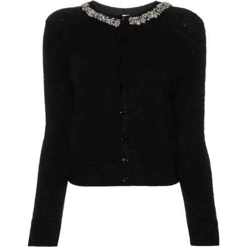 Schwarzer Strickpullover mit Kristallverzierung , Damen, Größe: 2XS - Ermanno Scervino - Modalova