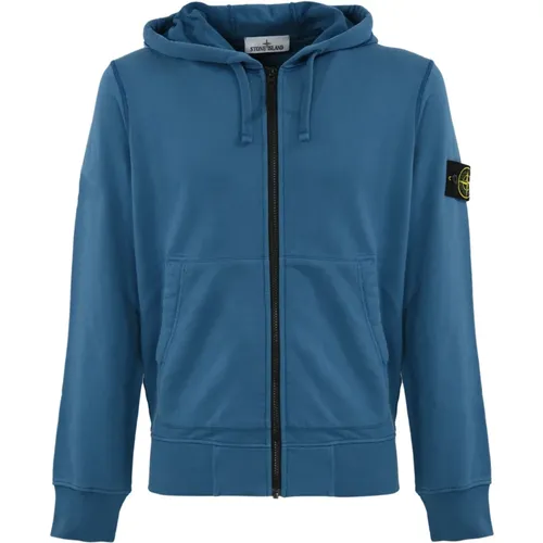 Blauer Zip Hoodie , Herren, Größe: L - Stone Island - Modalova