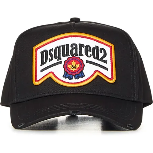 Caps, male, , Size: ONE SIZE Cotton Baseball Cap Logo Patch - Dsquared2 - Modalova