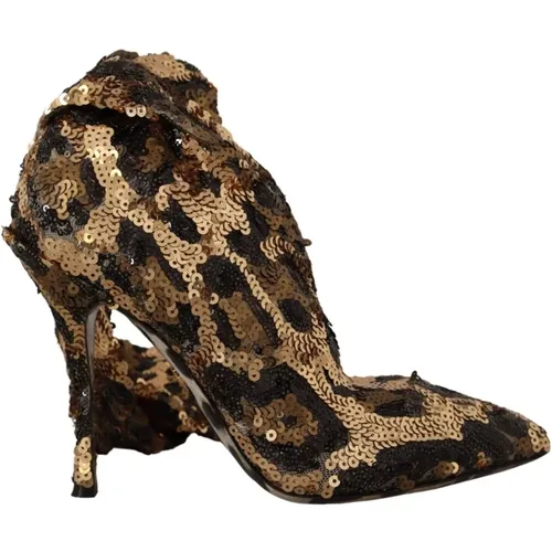Leoparden Pailletten Stiefeletten - Dolce & Gabbana - Modalova