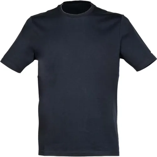 Navy Ribbed Collar Cotton T-shirt , male, Sizes: S, 2XL, L, 3XL, XL, M - People of Shibuya - Modalova