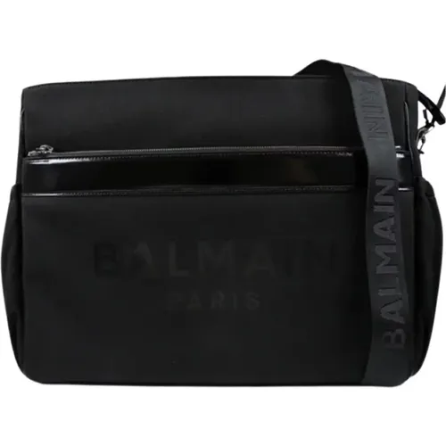 Schwarze Stoff-Schultertasche - Balmain - Modalova