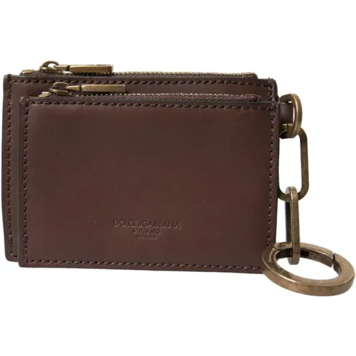 Wallets & Cardholders, male, , Size: ONE SIZE Luxurious Leather Keyring Coin Purse Wallet - Dolce & Gabbana - Modalova