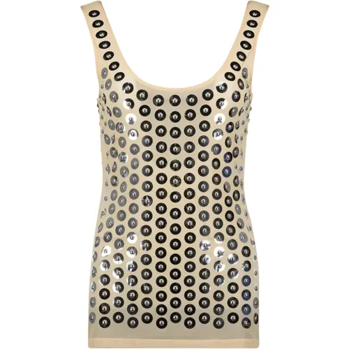 Metallic Detail Jersey Top , female, Sizes: XS - Paco Rabanne - Modalova