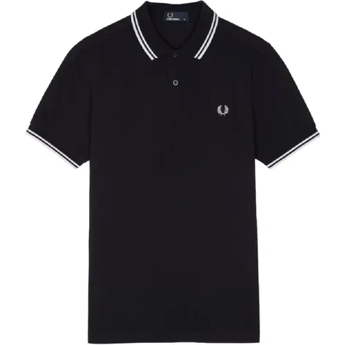 Blaues Poloshirt Doppelstreifen , Herren, Größe: M - Fred Perry - Modalova