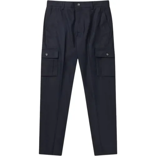 Straight Trousers, male, , Size: W31 Wool Cargo Suit Pants - Dark Navy - Les Deux - Modalova