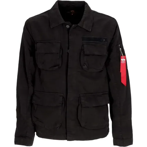 Ripstop Cargo Overshirt Jacke Schwarz , Herren, Größe: S - alpha industries - Modalova