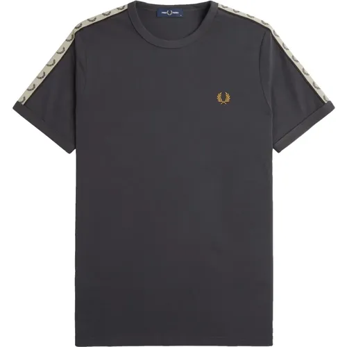 T-Shirts, male, , Size: 2XL Anchor Grey/Black Ringer Tee - Fred Perry - Modalova