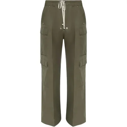 Wide Trousers, male, , Size: L Cargo Style Olive Drawstring Pants - Rick Owens - Modalova