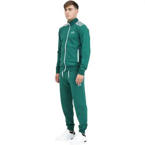 Grünes Trainingsanzug Jacke und Hose Set , Herren, Größe: M - Emporio Armani EA7 - Modalova